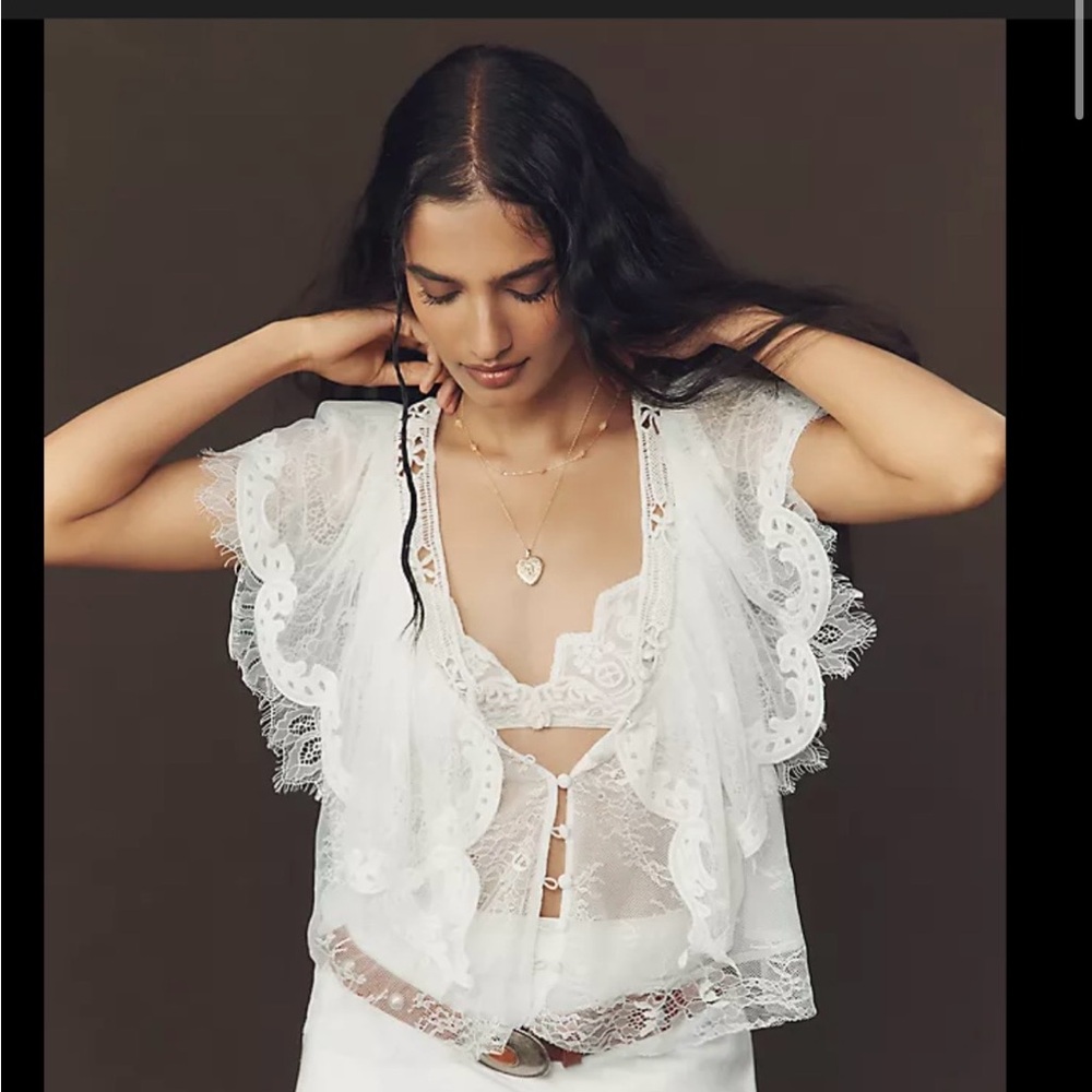 Anthropologie White Lace Women’s medium blouse NWOT